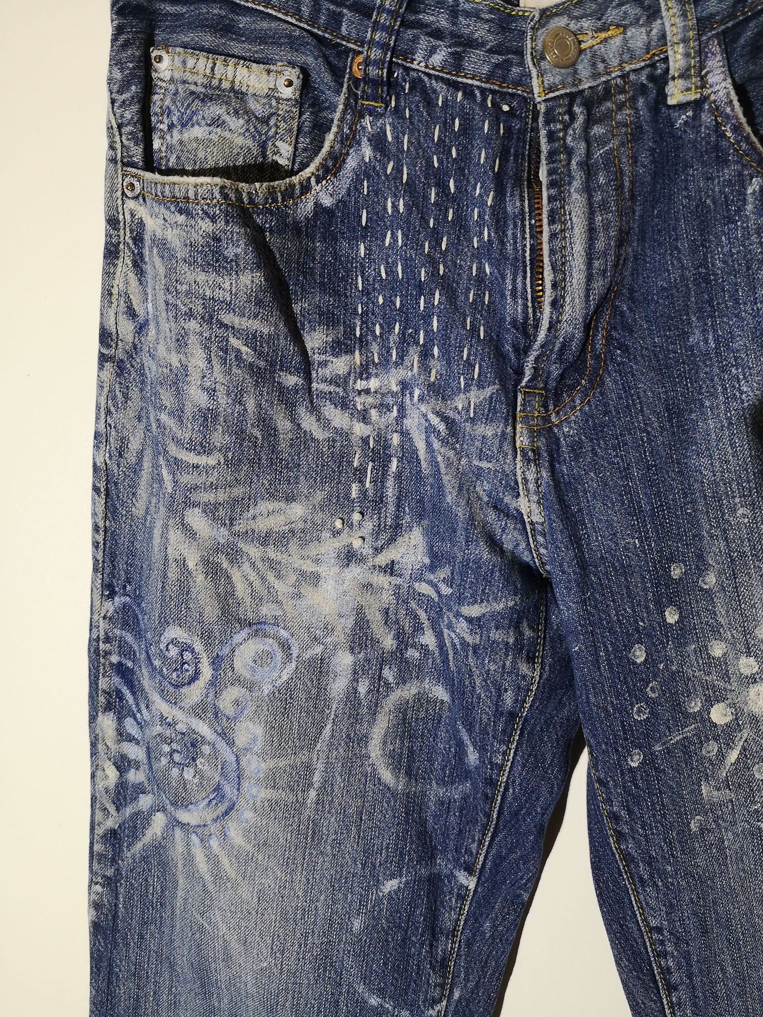 Hand Painted Jeans, High Waist, Embroidery Denim | Rebecca Bessette