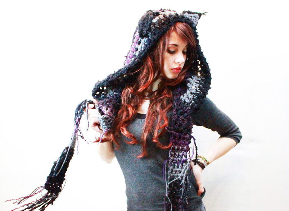 Crochet Cat hood scarf