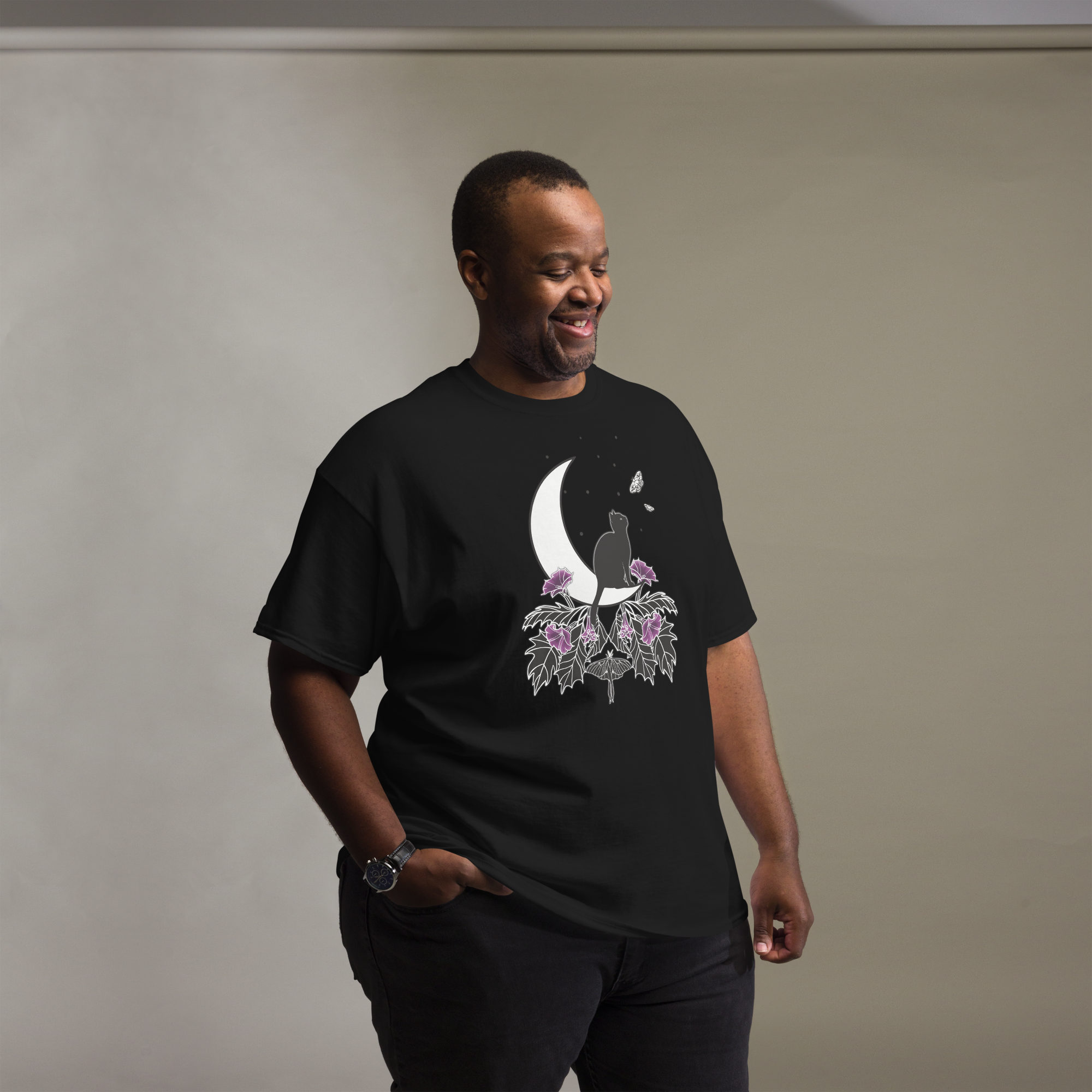 Black Cat under the Moon T-Shirt - Image 4